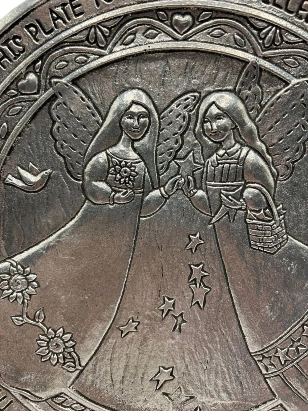 Vtg Carson Slatesmetal Pewter Pass It On Friendship Angels Plate